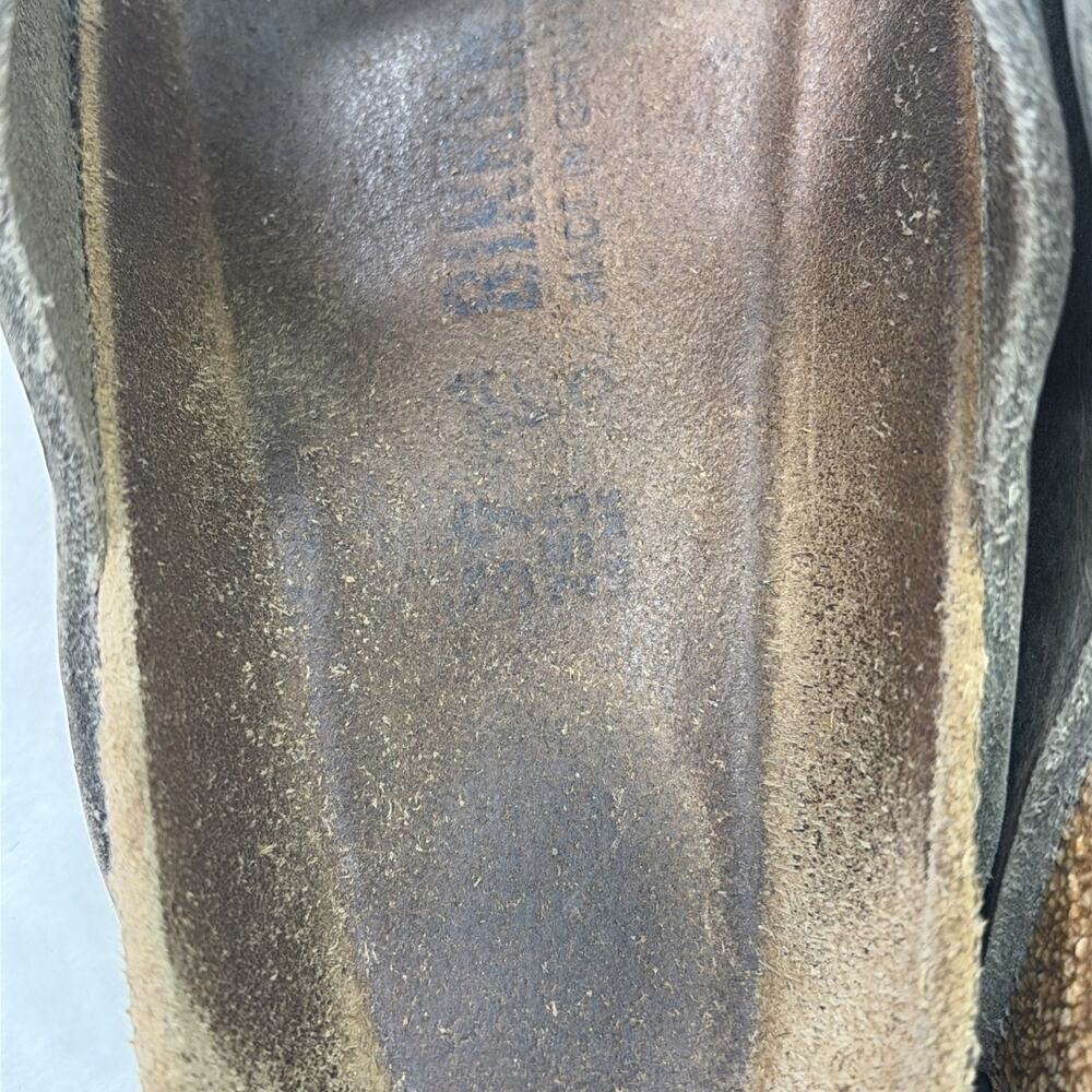 Birkenstock Arizona Two Strap Greige Distressed Leather Sandals Size 39 FreeShip - Picture 13 of 14